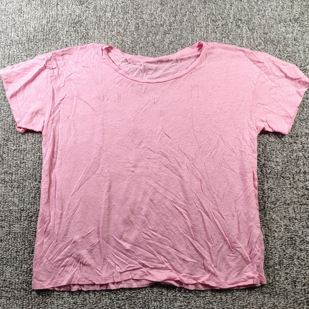 J.Crew T-Shirt Pink 100% Linen Short Sleeve Scoop Neck Women XL Coquette